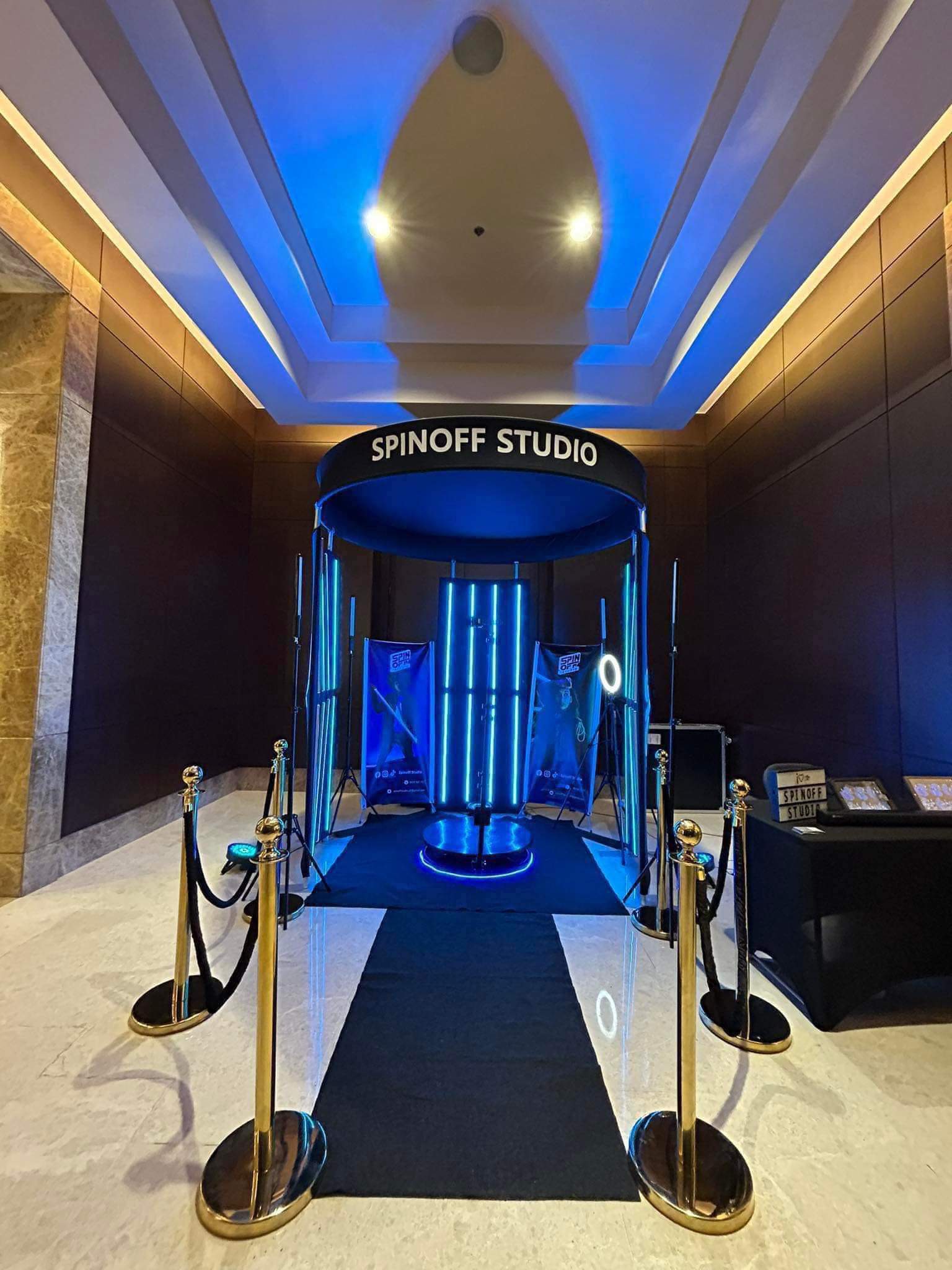Premium LED Dome 360 photobooth setup for wedding reception by Spinoff Studio